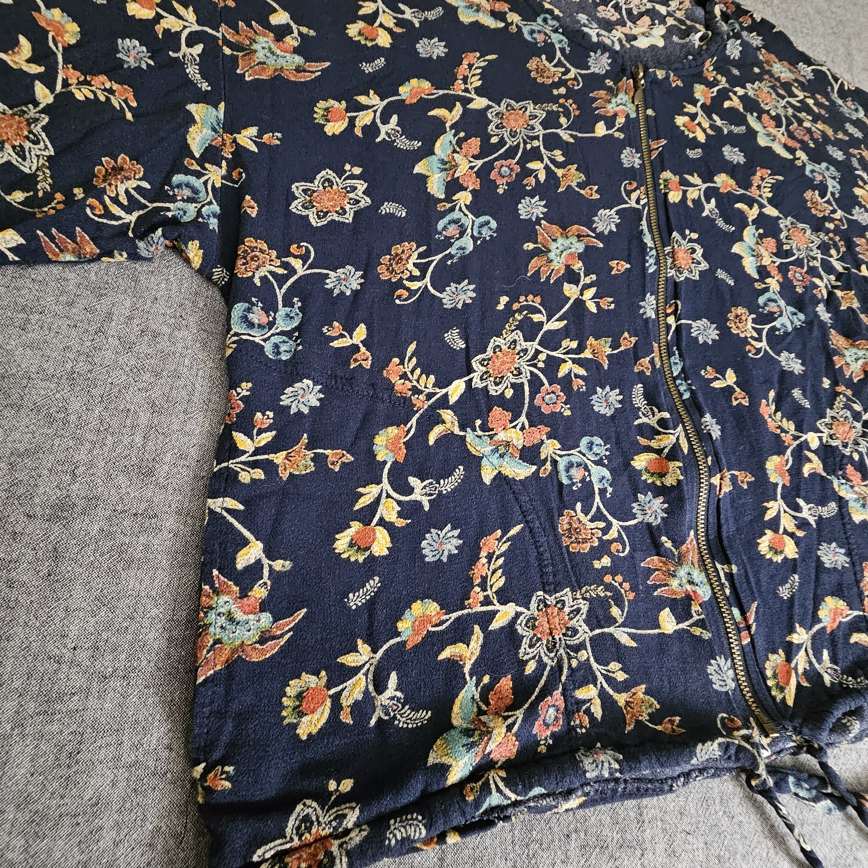 4 X $15. Xhilaration Floral Bomber Jacket - Navy And Multicolor